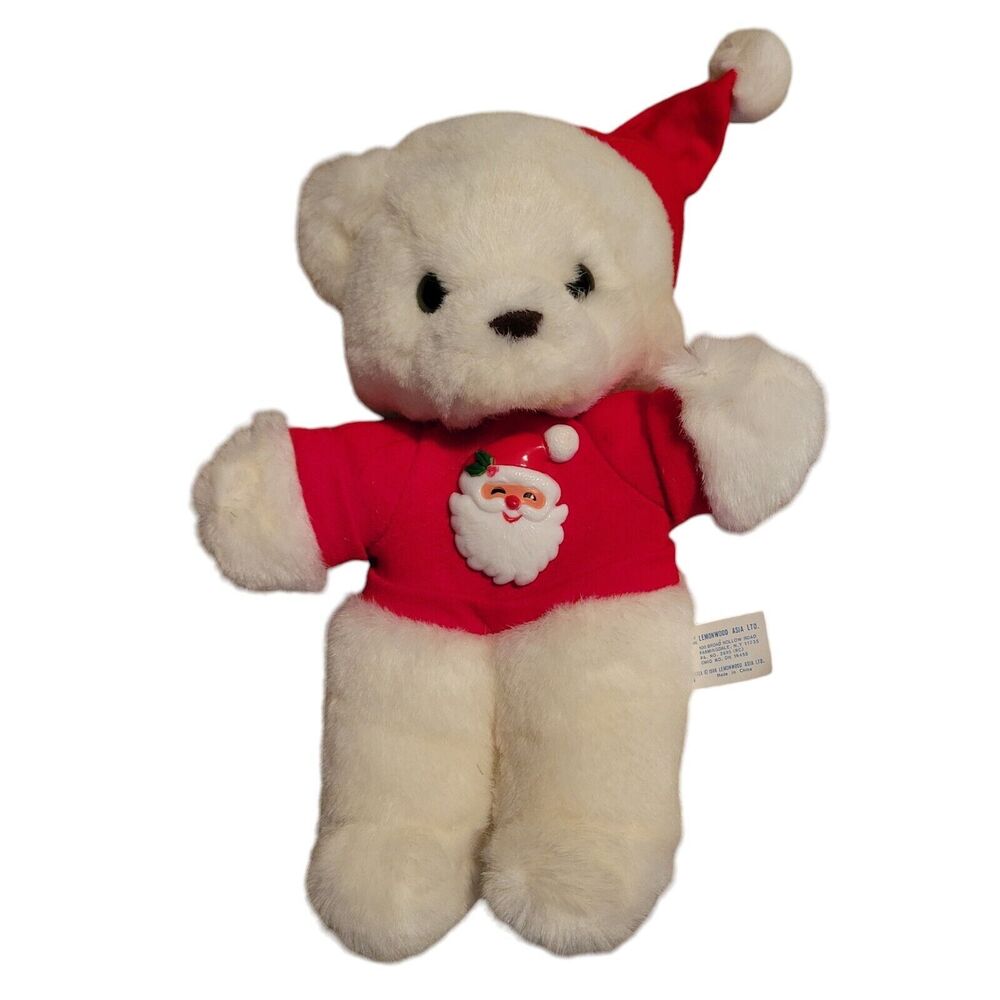 1988 Rare Vintage Lemonwood Asia Ltd White Bear w/Shirt Plush Stuffed Animal